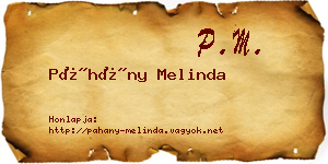 Páhány Melinda névjegykártya