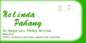 melinda pahany business card